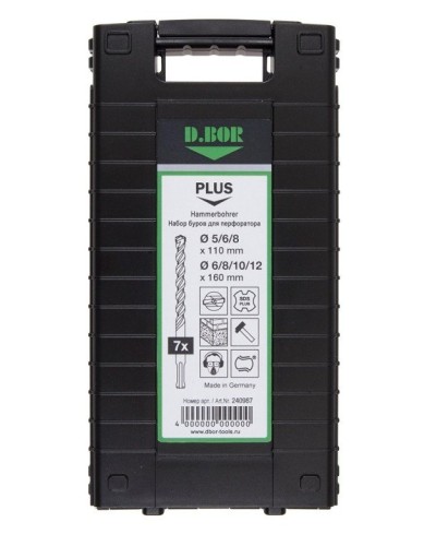 Набор буров SDS-plus V PLUS 7шт, 2-cutting (240987). Набор буров SDS-plus (5,6,8х110 мм; 6,8,10,12х160 мм). D.BOR в Хабаровске