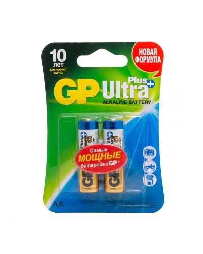 GP Ultra Plus Alkaline 15A AA (GP 15AUP-2CR2), упак. 2 шт. БЛИСТЕР. Алкалиновые батарейки. GP Batteries в Хабаровске