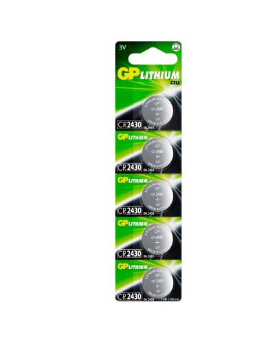 GP Lithium CR2430 (GP CR2430-2C5 100/1000), упак. 5 шт. БЛИСТЕР. Литиевые дисковые батарейки. GP Batteries в Хабаровске