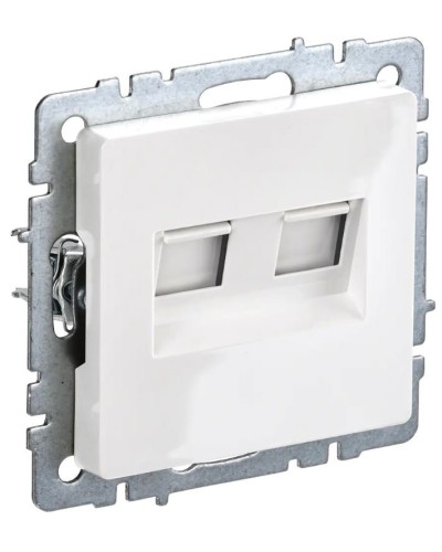 Розетка RJ11+RJ45 РК/Т12-БрБ белая BRITE (BR-KT20-O-1-K01). Розетка двойная. IEK в Хабаровске