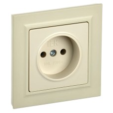 Розетка без з/к РС10-1-0-БрКр бежевый BRITE (BR-R10-10-K10). Розетка без заземления без защитных шторок. IEK