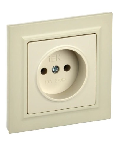 Розетка без з/к РС10-1-0-БрКр бежевый BRITE (BR-R10-10-K10). Розетка без заземления без защитных шторок. IEK в Хабаровске