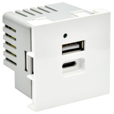 Розетка USB A+C 4,2А PRIMER РКЮ-25-40-П белый IEK (PR-KK40D-RU-0-2-AC-K01). Розетка USB. IEK