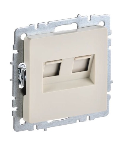 Розетка RJ45 РК10-2-БрКр кат.5E, бежевый BRITE (BR-K20-1-K10). Розетка компьютерная двойная. IEK в Хабаровске
