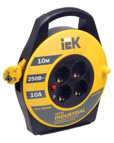 УК10 4 места, 10м (WKP15-16-04-10). Удлинитель на катушке Industrial. IEK в Хабаровске