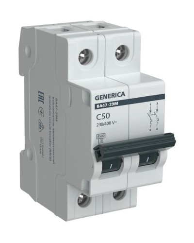 GENERICA ВА47-29М 2P C 50А 4,5кА (MVA21-2-050-C-G). Автоматический выключатель. IEK в Хабаровске