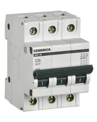 GENERICA ВА47-29 3P C 25А 4,5кА (MVA25-3-025-C). Автоматический выключатель. IEK в Хабаровске