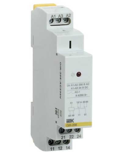 Реле промежуточное модульное OIR 2 контакта 8А 230В AC (OIR-208-AC230V). Реле промежуточное модульное. IEK в Хабаровске