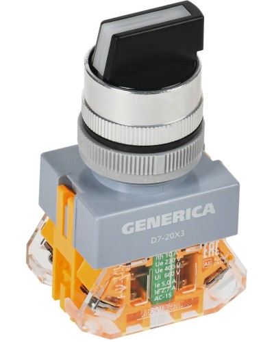 Переключатель D7-20X3 на 3 положения черный GENERICA (BSW50-20X3-3-21-3-K02-G). Переключатель. IEK в Хабаровске