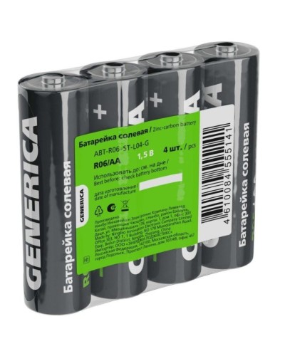 Батарейка солевая R06/AA GENERICA (4 шт) (ABT-R06-ST-L04-G). Батарейка солевая. IEK в Хабаровске