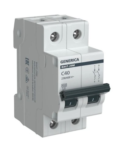 GENERICA ВА47-29М 2P C 40А 4,5кА (MVA21-2-040-C-G). Автоматический выключатель. IEK в Хабаровске