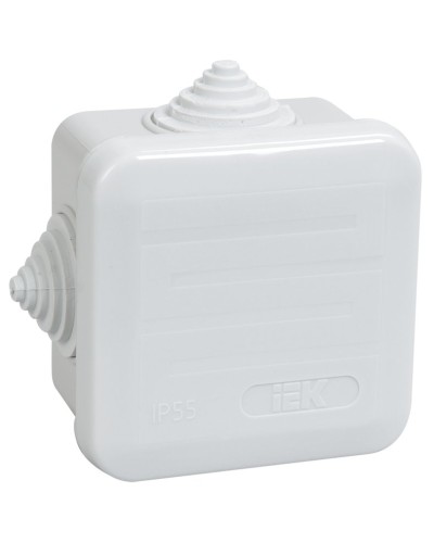 Коробка распаячная КМ41236 70х70х40 открытой проводки IP44 4 гермоввода серая (UKOZ11-070-070-040-K41-44). Коробка распаячная безгалогенная (HF) с защелкивающейся крышкой. IEK в Хабаровске