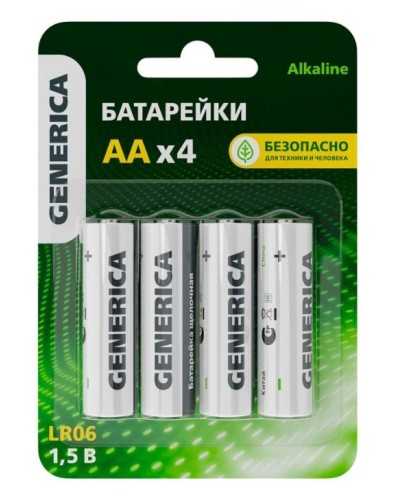 Батарейка Alkaline LR06/AA GENERICA (4 шт) (ABT-LR06-ST-L04-G). Батарейка щелочная. IEK в Хабаровске