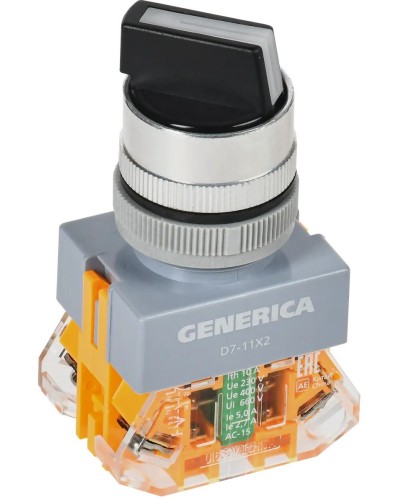 Переключатель D7-11X2 на 2 положения черный GENERICA (BSW50-11X2-3-21-2-K02-G). Переключатель. IEK в Хабаровске