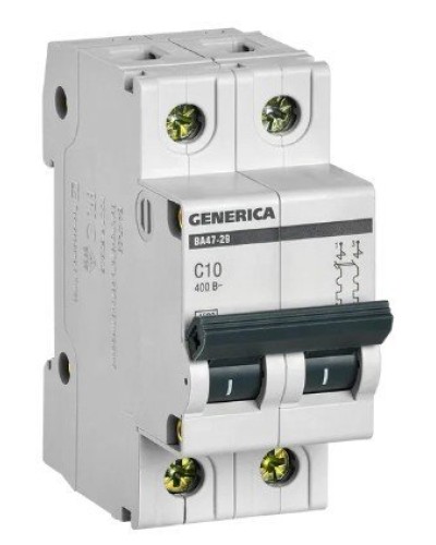 GENERICA ВА47-29 2P C 10А 4,5кА (MVA25-2-010-C). Автоматический выключатель. IEK в Хабаровске