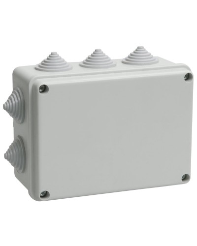 Коробка распаячная КМ41242 150х110х70 открытой проводки IP55 10 гермовводов серая (UKO10-150-110-070-K41-55). Коробка распаячная безгалогенная (HF). IEK в Хабаровске