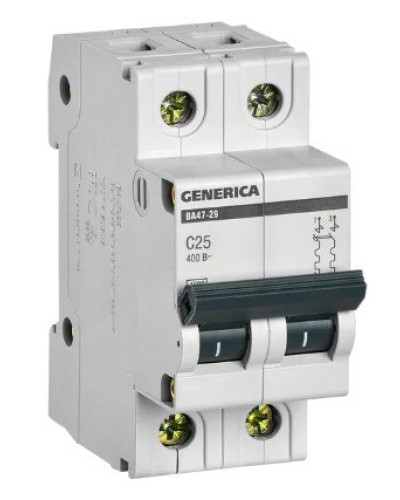 GENERICA ВА47-29 2P C 25А 4,5кА (MVA25-2-025-C). Автоматический выключатель. IEK в Хабаровске