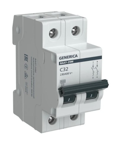 GENERICA ВА47-29М 2P C 32А 4,5кА (MVA21-2-032-C-G). Автоматический выключатель. IEK в Хабаровске