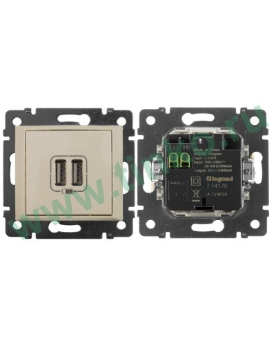 Розетка Valena двойная, USB, слоновая кость (774170). Розетка. LegranD в Хабаровске