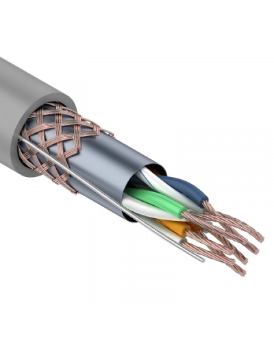 SF/UTP, CAT 5e, PVC, 4PR, 24AWG, INDOOR, STRANDED, серый, 305м, REXANT (01-0343). Кабель «витая пара» (LAN) для структурированных систем связи. Rexant в Хабаровске