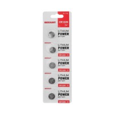 Литиевые батарейки CR1220 3 V 40 mAh блистер(30-1102). Элемент питания. Rexant