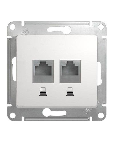 Glossa розетка RJ45+RJ45 2-местная, кат. 5Е, скрытой установки, механизм, белый (GSL000185KK). Розетка компьютерная. Systeme Electric в Хабаровске