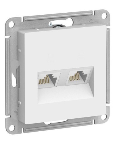 AtlasDesign розетка RJ45+RJ45, 2-местная, скрытой установки, механизм, белый (ATN000185). Розетка компьютерная. Systeme Electric в Хабаровске