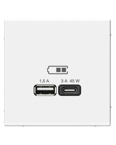 ArtGallery розетка USB тип-A+C 45Вт, скрытой установки, механизм, белый (GAL000129). Розетка USB. Systeme Electric в Хабаровске