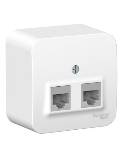 BLANCA розетка RJ45 2-местная, кат. 5Е, открытой установки, белый (BLNIA045451). Розетка компьютерная с изолированной пластиной. Systeme Electric в Хабаровске