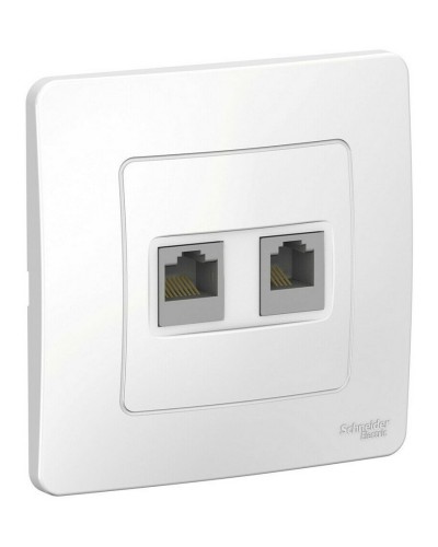 BLANCA розетка RJ45+RJ11 2-местная, кат. 5Е, скрытой установки, белый (BLNIS045111). Розетка компьютерная + телефонная. Systeme Electric в Хабаровске