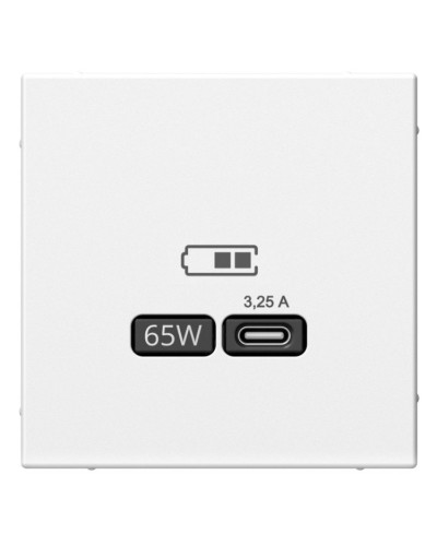 ArtGallery розетка USB тип-С 65Вт высокоскоростной заряд. QC, PD, скрытой установки, механизм, белый (GAL000127). Розетка USB. Systeme Electric в Хабаровске