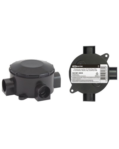 Распаячная коробка ОП D80х35мм, IP42, 3-х рожковая, черная TDM (SQ1401-4054). Распаячная коробка ОП. TDM ЕLECTRIC в Хабаровске