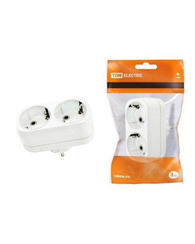 Блок на 2 гнезда 2П+З плоский 16А 250B TDM (SQ1806-0026). Розетка. TDM ЕLECTRIC в Хабаровске