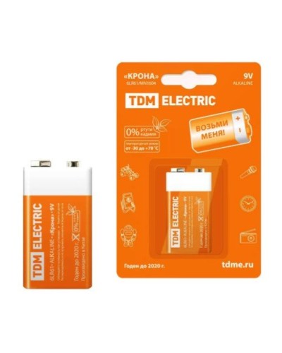 6LR61 Крона 9V BP-1 TDM (SQ1702-0013). Элемент питания. TDM ЕLECTRIC в Хабаровске