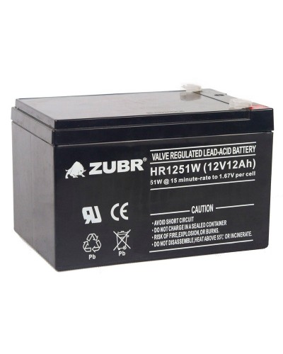 ZUBR HR 1251W (12V, 12Ah). Аккумулятор герметичный свинцово-кислотный. ZUBR в Хабаровске