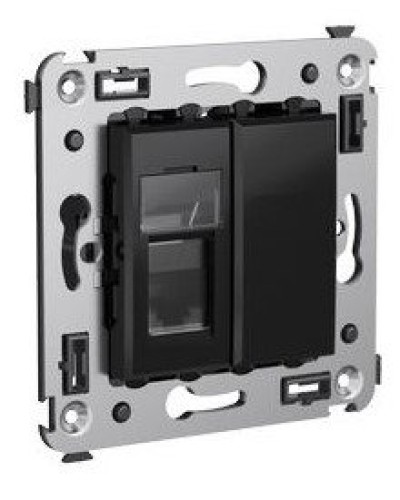Розетка RJ-45 в стену Avanti одинарная черный квадрат (4402463). Розетка компьютерная. ДКС в Хабаровске