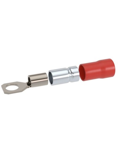 Наконечник НКИ 0,25-1,5 М5 (D5,3мм) с отверстием под винт (100 шт) (2A5P-DS-PVC). Наконечник с отверстием под винт и изолированным фланцем ПВХ, двойная гильза. ДКС в Хабаровске