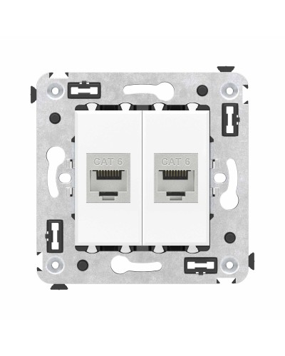 Розетка RJ-45 в стену, кат.6E, Avanti, двойная, белое облако (4400794). Розетка компьютерная модульная. ДКС в Хабаровске