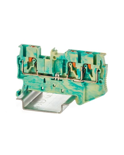 Клемма заземления, 3 точки подключения, 2.5 кв.мм (VPR-2.5-TWIN-PE-YG). Клемма заземления, зажим push-in. ДКС в Хабаровске