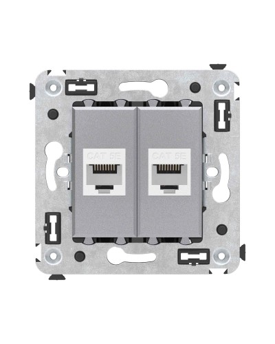 Розетка RJ-45 в стену, кат.5E, Avanti, двойная, закаленная сталь (4404664). Розетка компьютерная. ДКС в Хабаровске