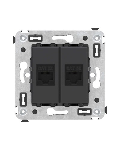 Розетка RJ-45 в стену, кат.5E, Avanti, двойная, черный матовый (4412664). Розетка компьютерная. ДКС в Хабаровске