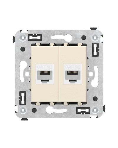 Розетка RJ-45 в стену, кат.5E, Avanti, двойная, ванильная дымка (4405664). Розетка компьютерная. ДКС в Хабаровске