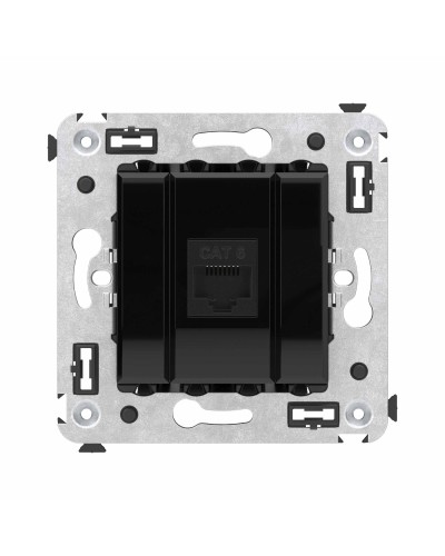 Розетка RJ-45 в стену, кат.6E, Avanti, одинарная, черный квадрат (4402693). Розетка компьютерная. ДКС в Хабаровске
