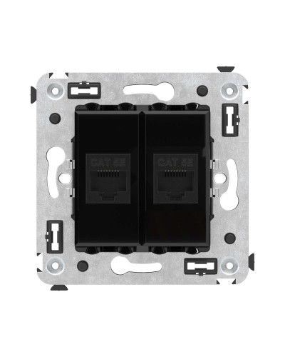 Розетка RJ-45 в стену, кат.5E, Avanti, двойная, черный квадрат (4402664). Розетка компьютерная. ДКС в Хабаровске