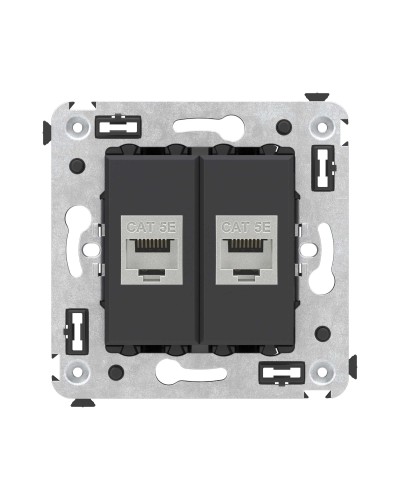 Розетка RJ-45 в стену, кат.6E, Avanti, двойная, черная матовая (4412764). Розетка компьютерная. ДКС в Хабаровске