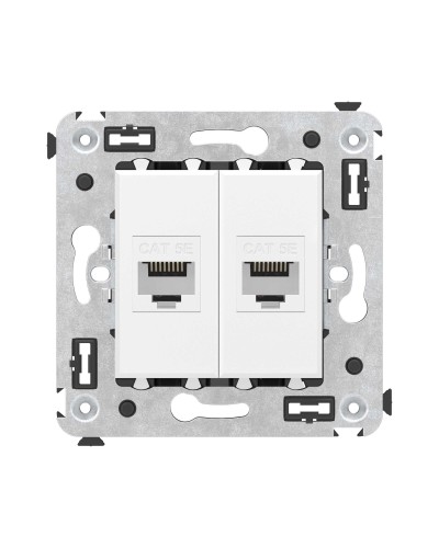 Розетка RJ-45 в стену, кат.5E, Avanti, двойная, белое облако (4400664). Розетка компьютерная. ДКС в Хабаровске