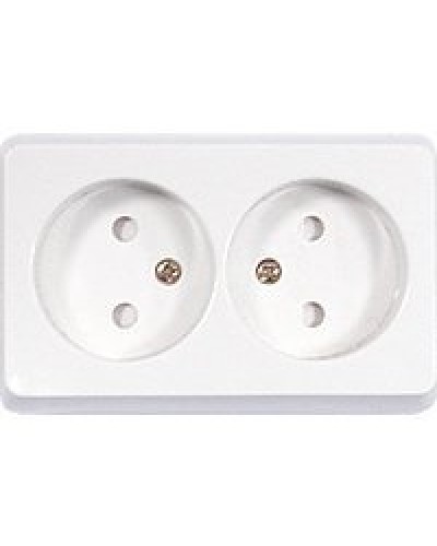 Розетка двойная открытой установки без з/к, бежевый, LK Standard (813601). Розетка без заземляющих контактов с защитными шторками. Экопласт в Хабаровске