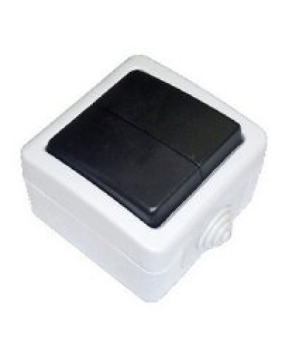 Переключатель двухклавишный 2-полюсный с 2 мест EF602SA, серый, LK Aqua (80006). Переключатель. Экопласт в Хабаровске