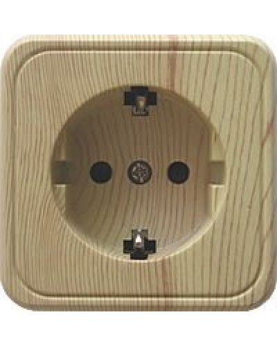 Розетка одинарная открытой установки с з/к, сосна, LK Standard (813225). Розетка с заземляющими контактами и защитными шторками. Экопласт в Хабаровске