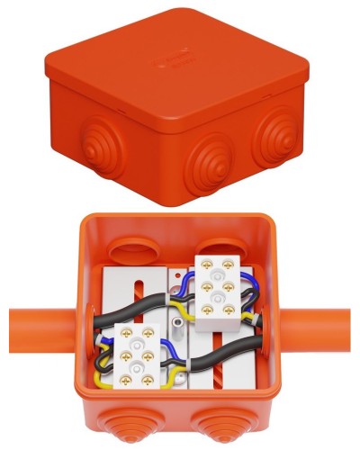 Коробка JBS080 85х85х50, 6 вых., 3P (0,15-4,0 мм²) (43101HF). Коробка монтажная, огнестойкая, без галогена. Экопласт в Хабаровске